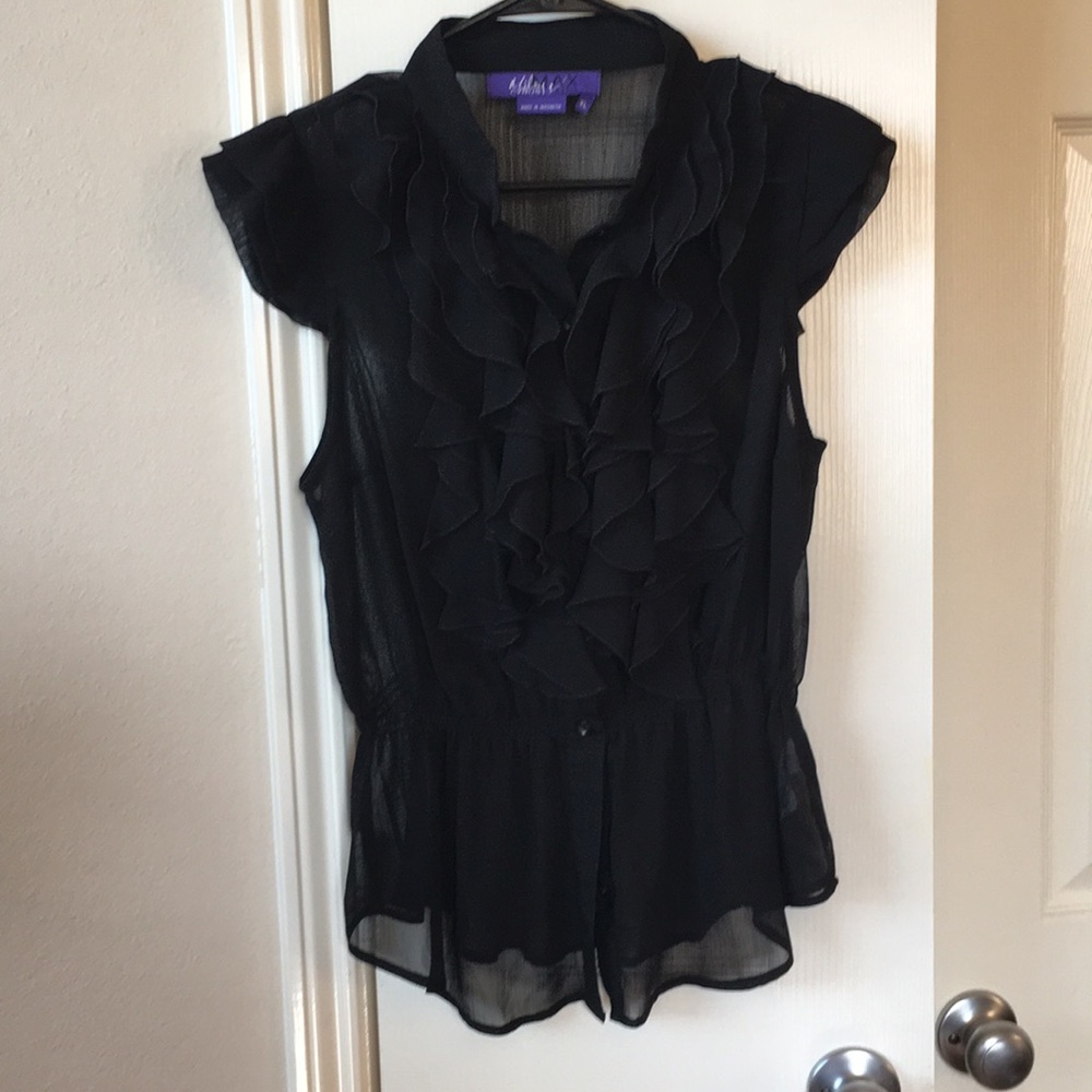 MILEY CYRUS cute black ruffled top